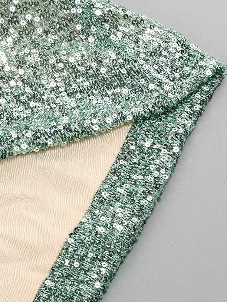 Jade Sequin Halter Gown