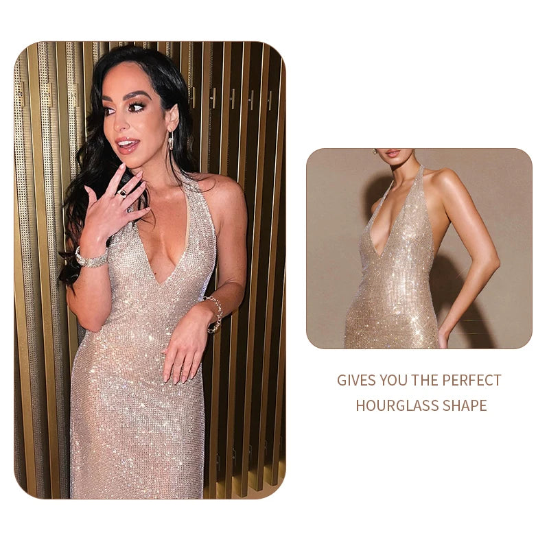 Vivace Sequin Halter Gown