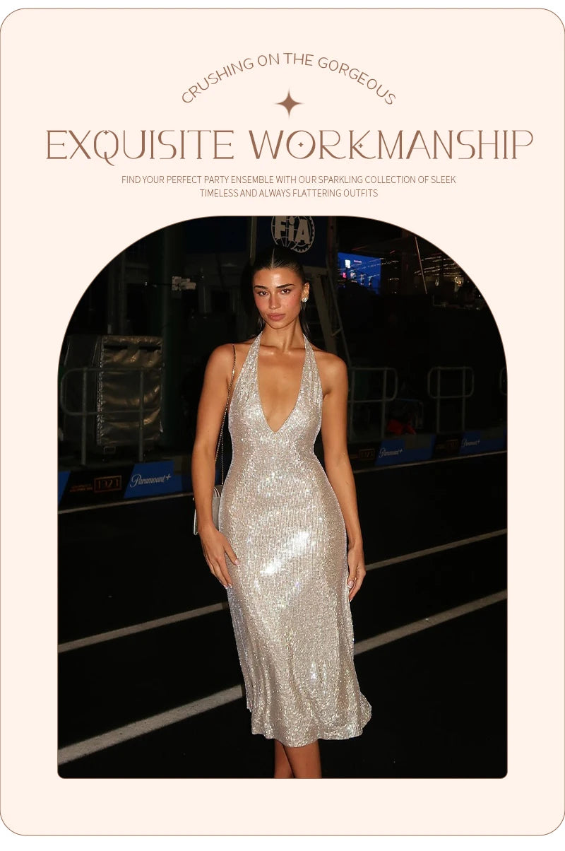 Vivace Sequin Halter Gown