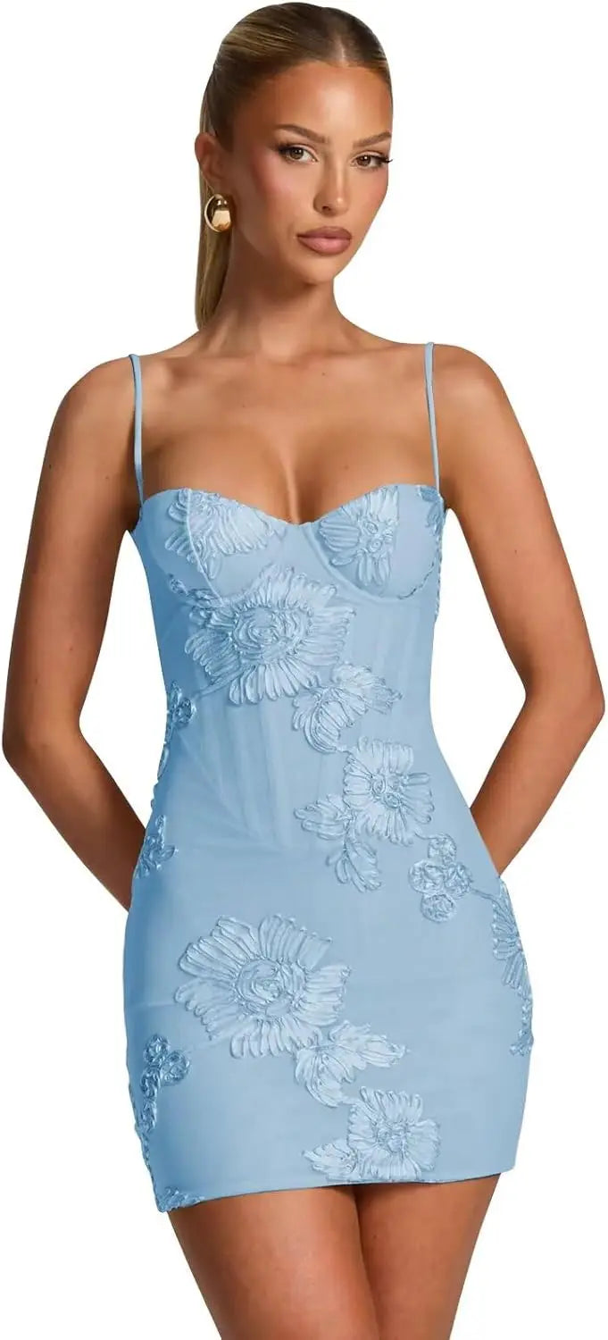 Pearl Embroidery Mini Gown