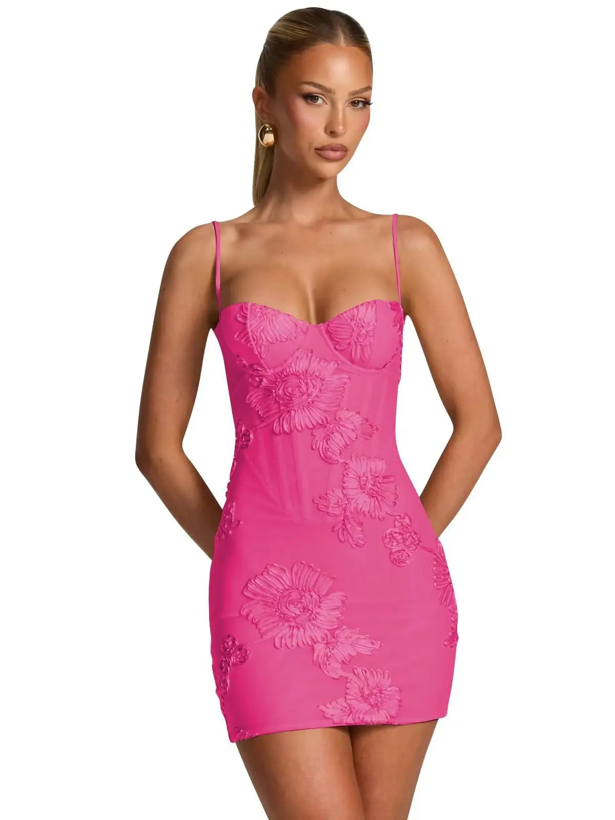 Pearl Embroidery Mini Gown