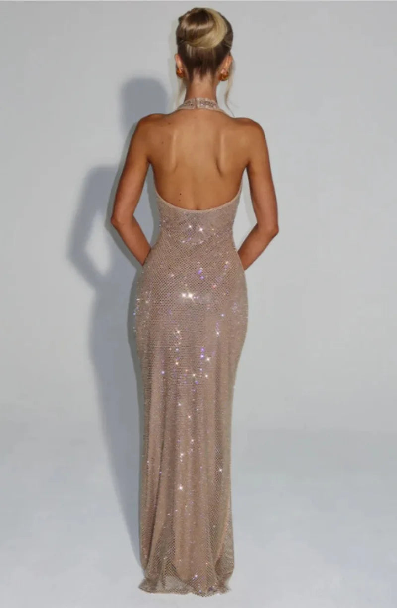 Lumina Sequin Backless Maxi