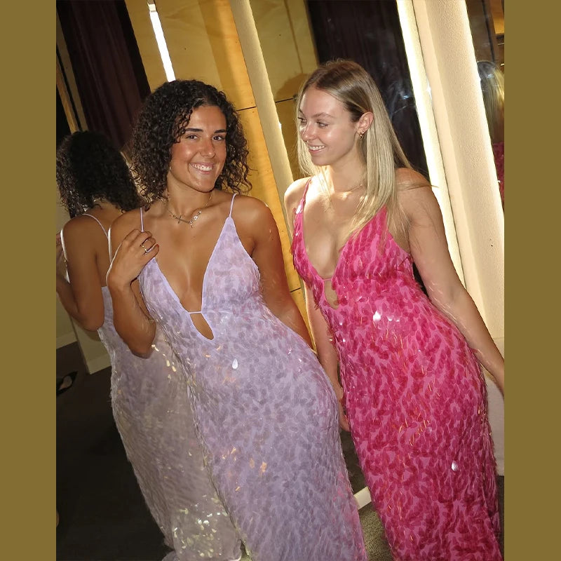 Roxanne Sequin Backless Gown