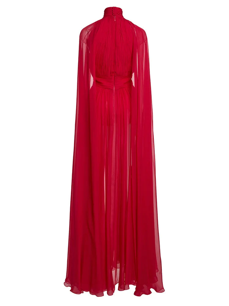 Fuchsia Cape Evening Gown