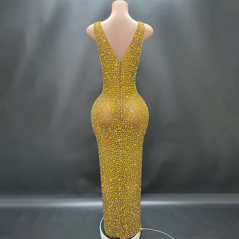 Aurora Rhinestone Sheer Gown