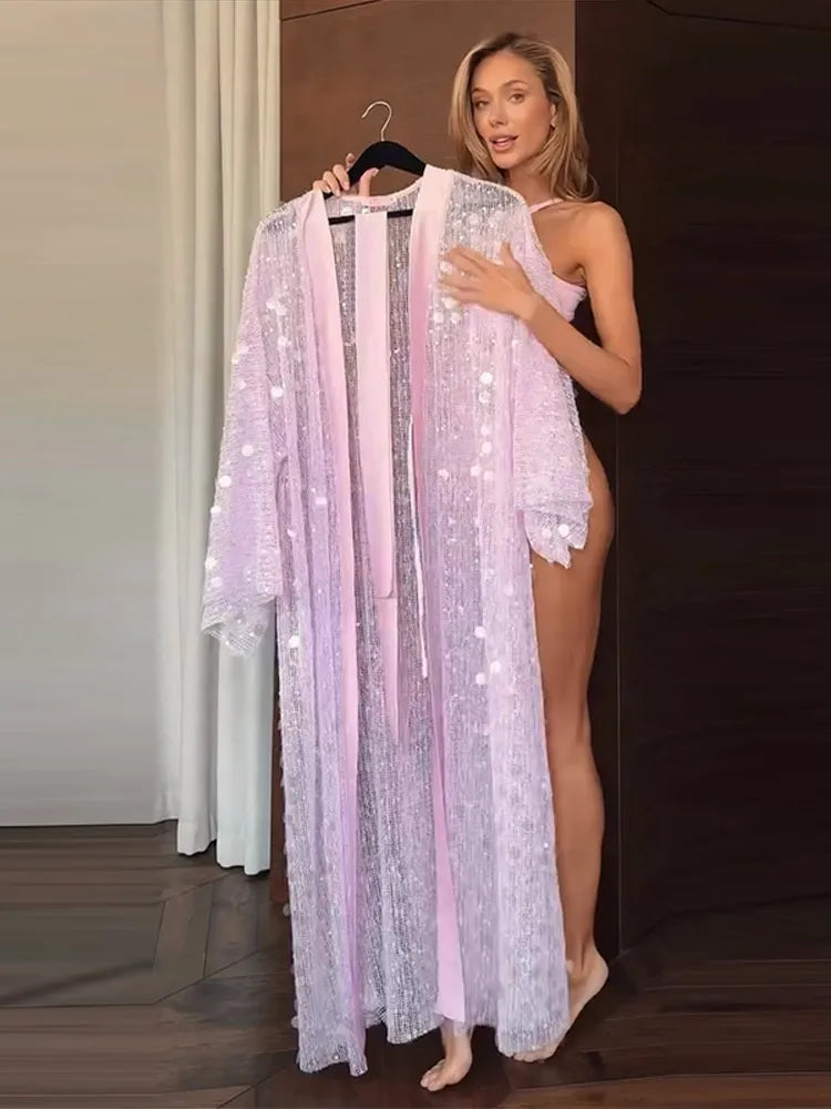 Glacé Sequin Cardigan Dress