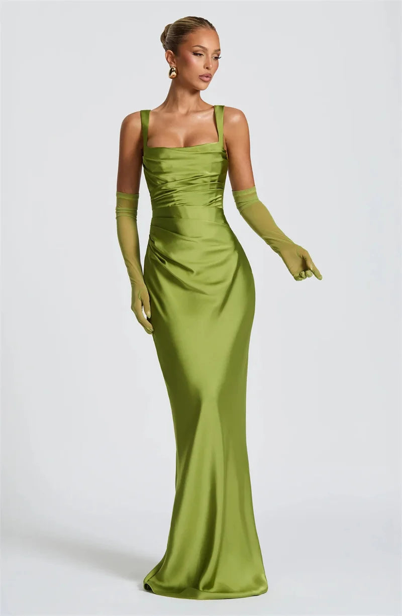 Solène Satin Halter Maxi