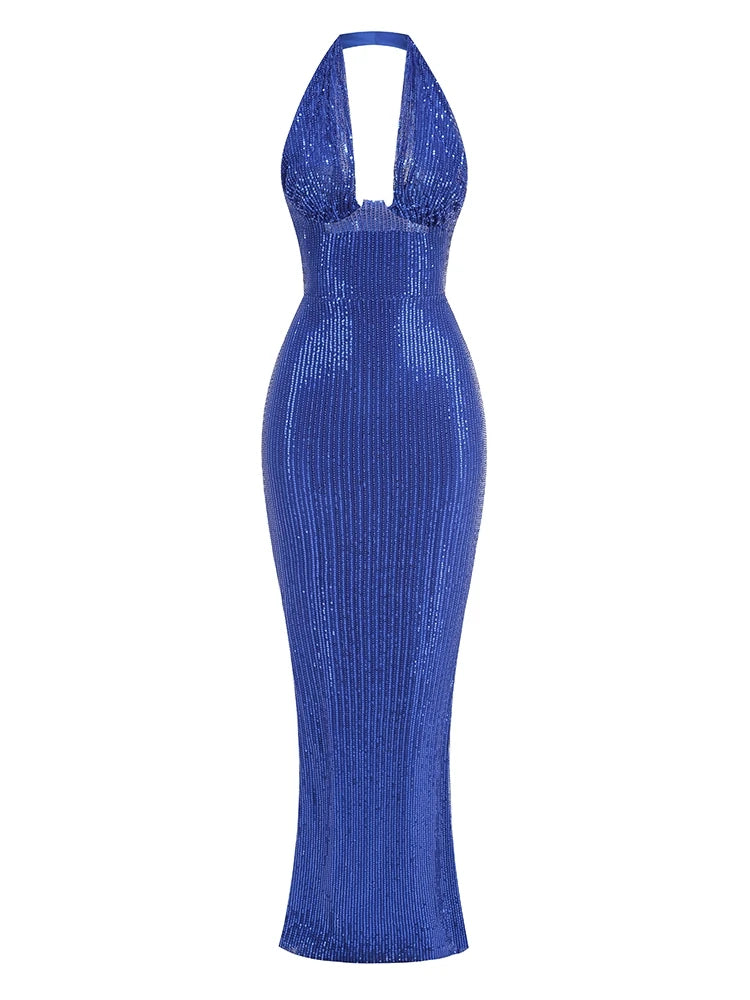 Jade Sequin Halter Gown