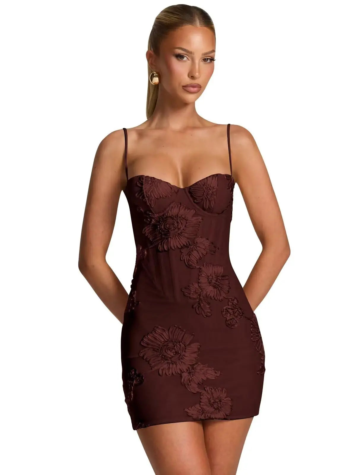 Pearl Embroidery Mini Gown