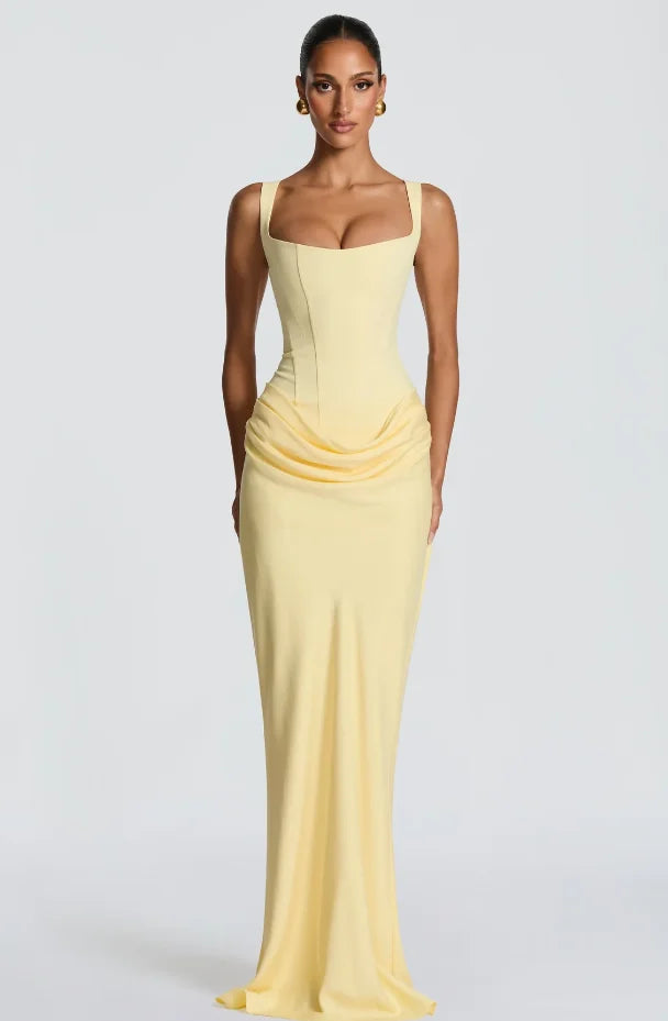 Blanche Pleated Strapless Gown