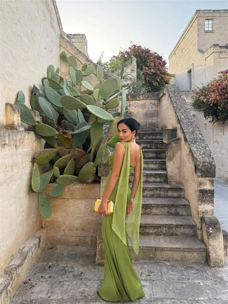 Solène Satin Halter Maxi