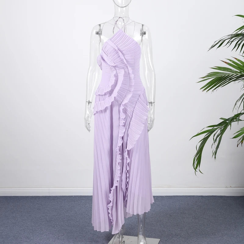 Luxe Pleated Halter Gown