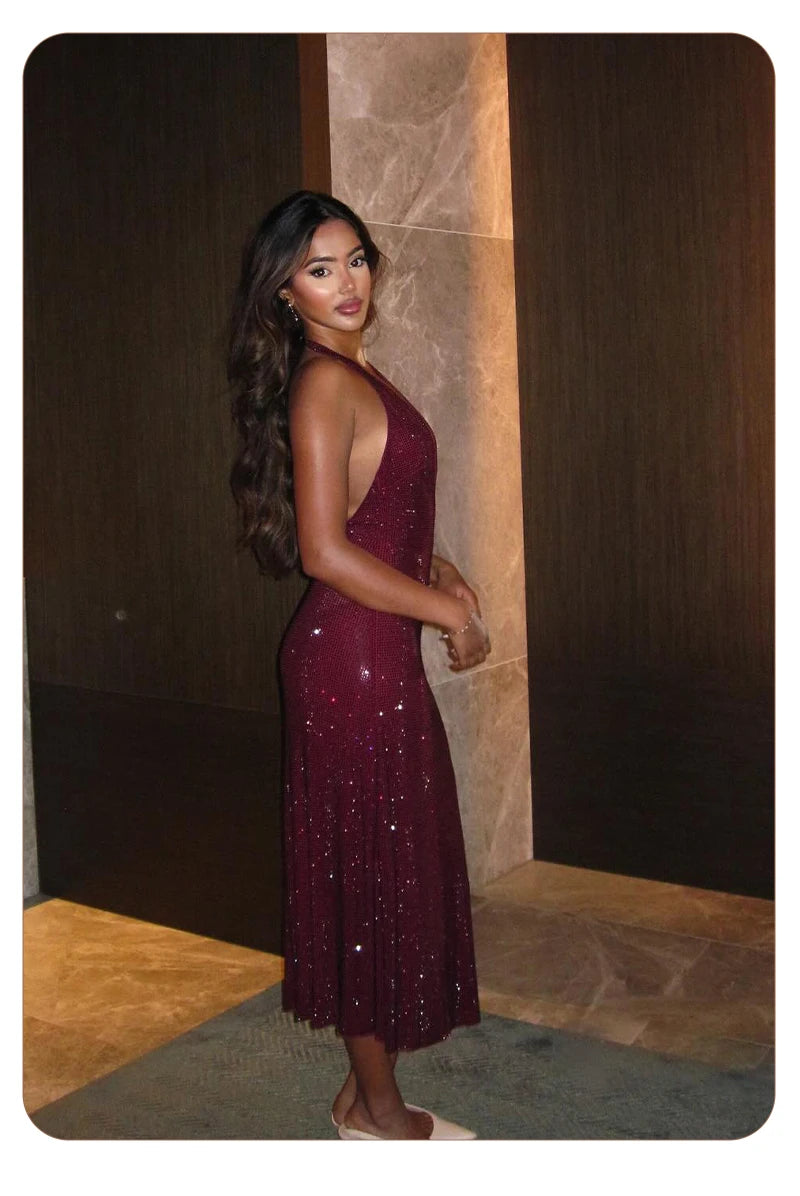 Vivace Sequin Halter Gown