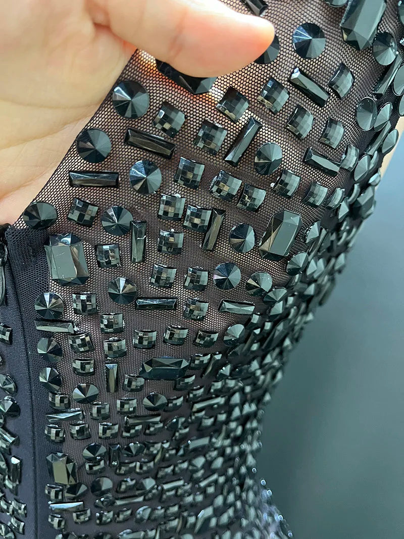 Aurora Rhinestone Sheer Gown