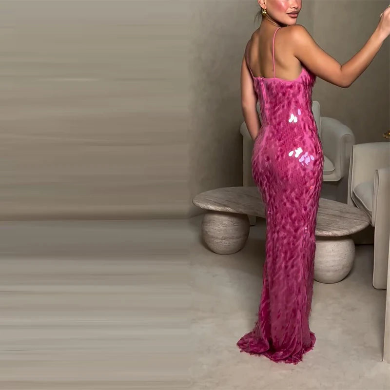 Roxanne Sequin Backless Gown