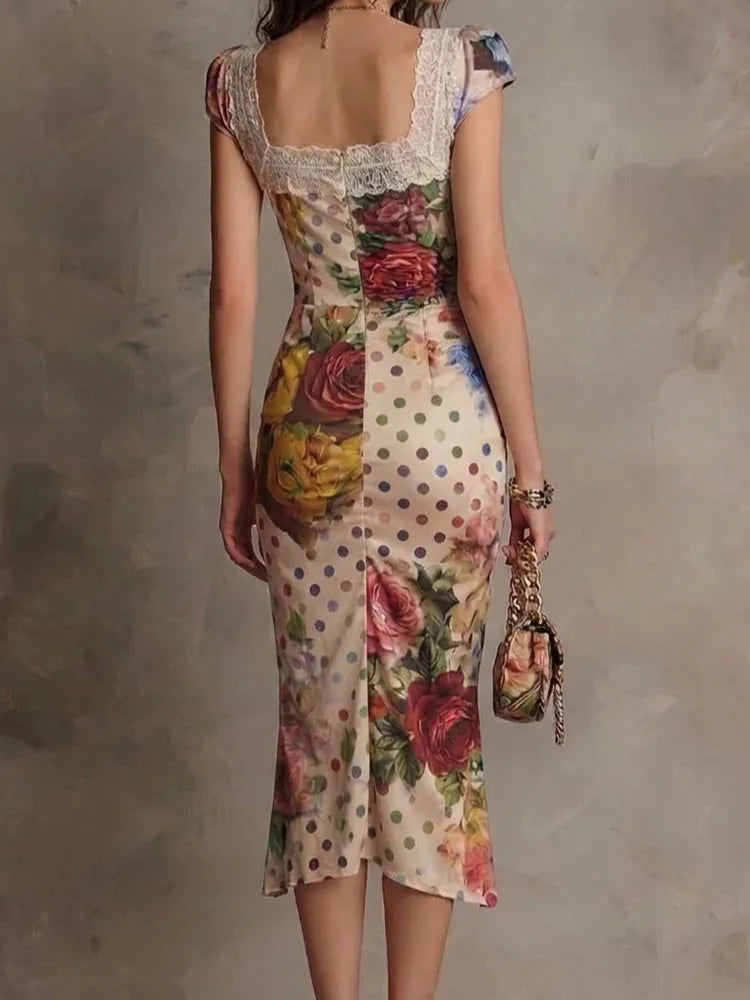 Vera V-Neck Lace Maxi