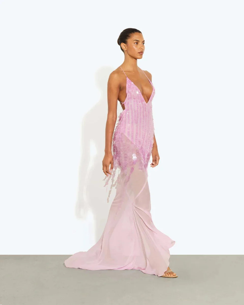 Aria Beaded Fishtail Gown
