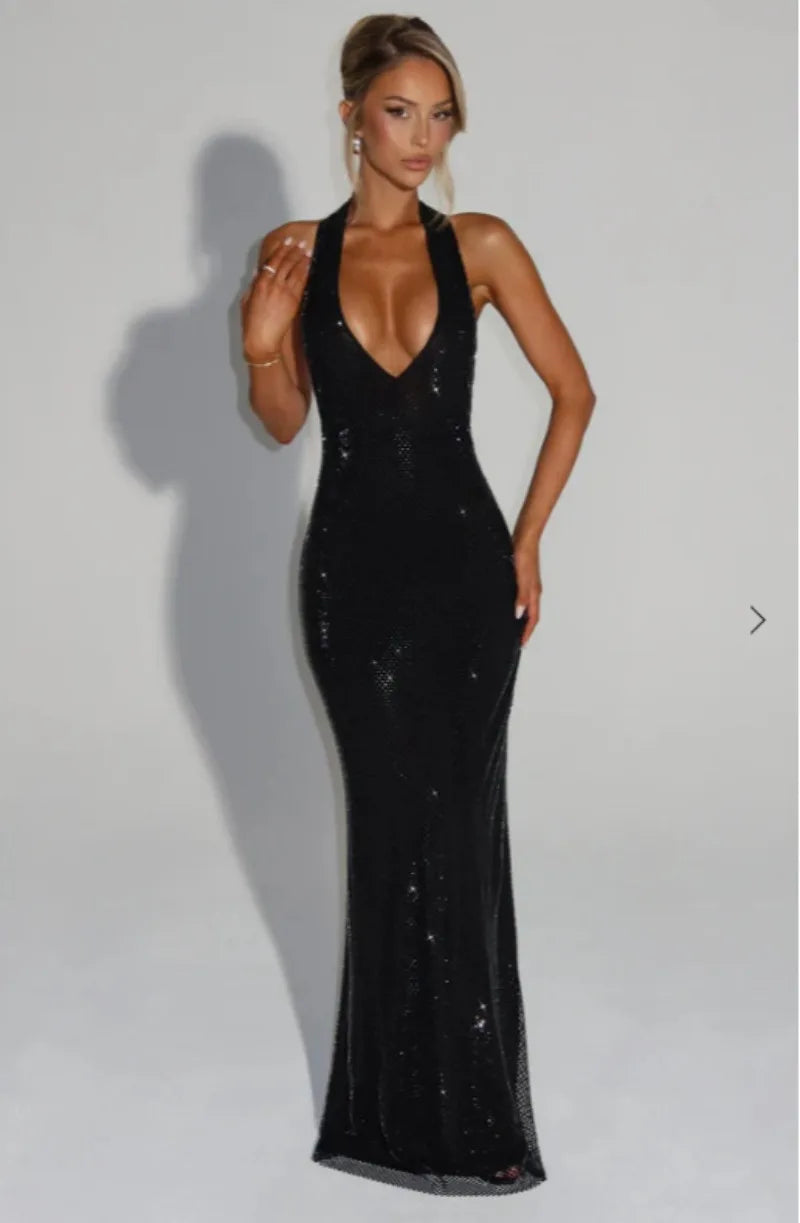 Lumina Sequin Backless Maxi